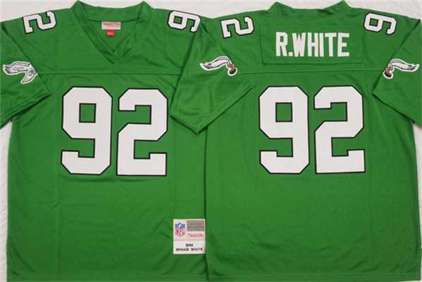 Mens Philadelphia Eagles #92 Reggie White Kelly Green Throwback Football Stitched Jersey